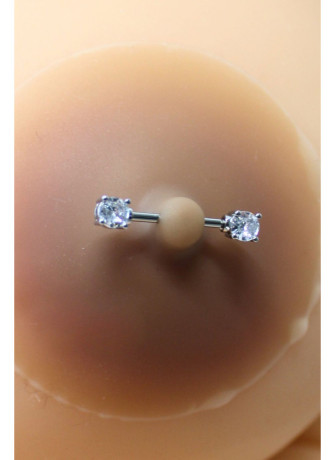 Paire de cache-tétons piercing barre faux diamant peau métisse - XP001M